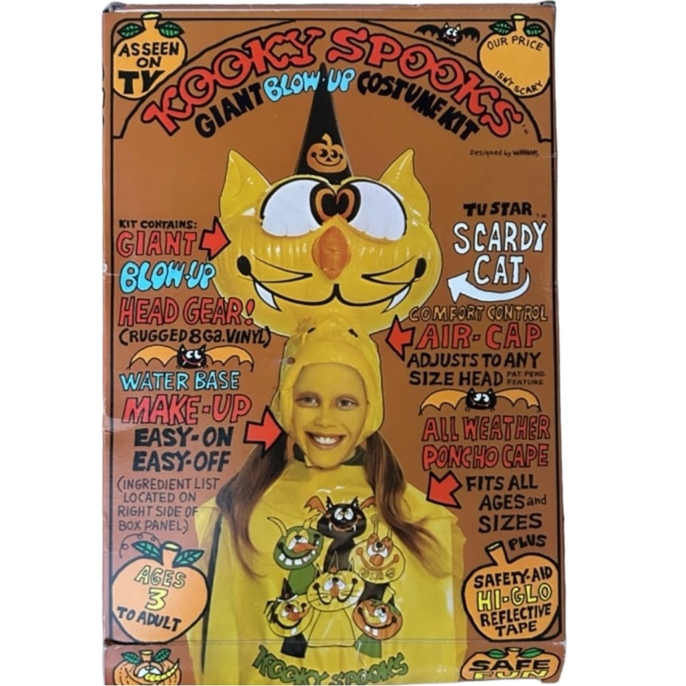 NEW 1979 Vintage Kooky Spooks Scardy Cat Inflatable Halloween Costume